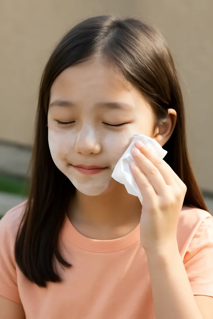 초등학생 선크림 지우기