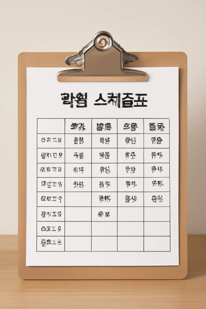 중학생 학원 스케줄