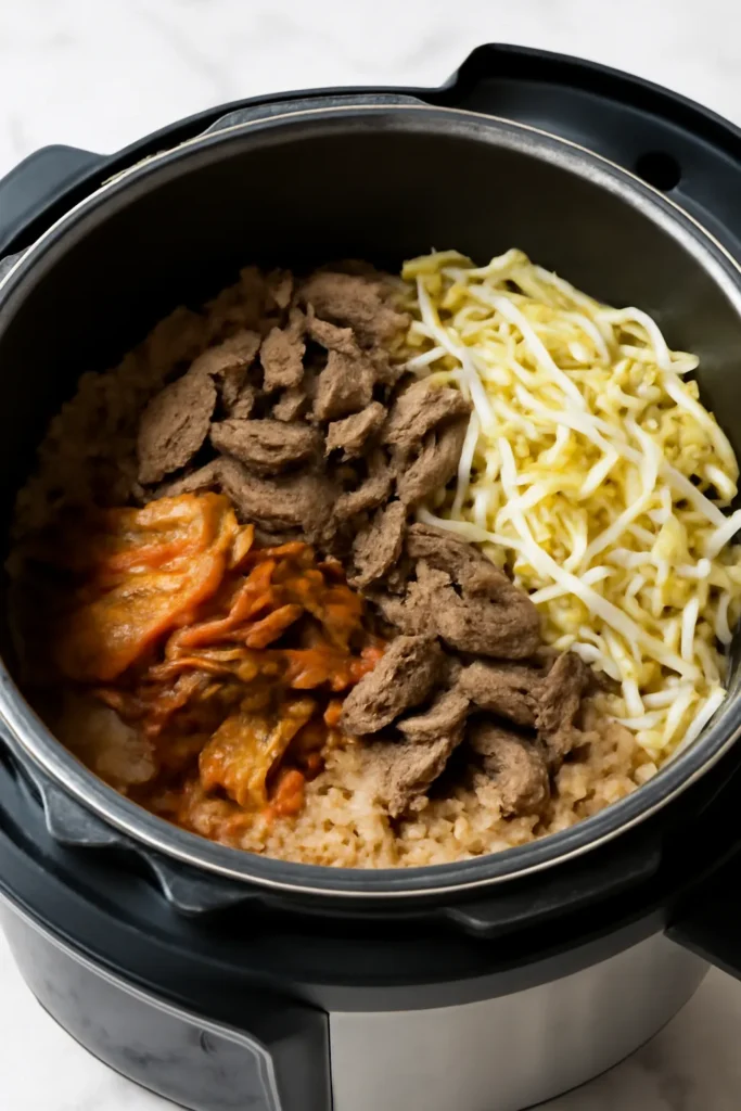 압력솥 소고기김치콩나물밥짓기