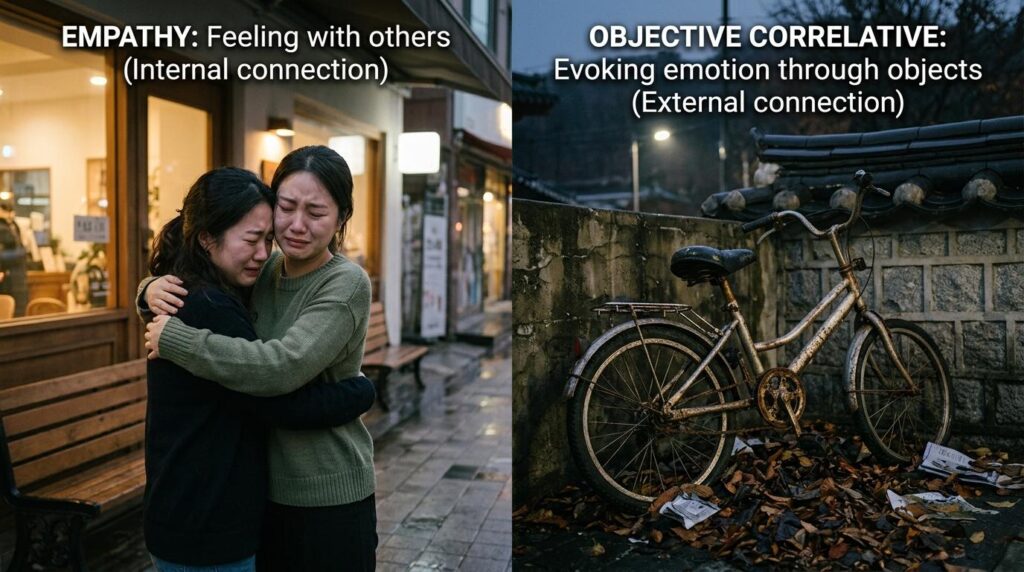 감정이입과 객관적 상관물의 차이?